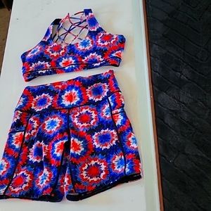 CVG 5 inch shorts size Small and Medium sports bra Fireworks! ❤️🤍💙